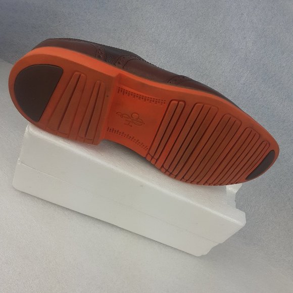 Cole Haan Cognac real LEATHER wingtip Lace up Oxfords dress shoe 8us Men=w9.5us - Picture 3 of 5